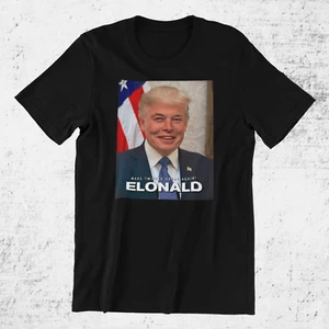 Elonald Donald Trump Elon Musk Mashup Funny Men's Unisex Printed Cotton T-shirt - Foto 1 di 5