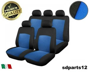 Per Fiat Lancia Audi Coprisedili Blu Set di Fodere Tessuto Nero e Blu - Foto 1 di 3