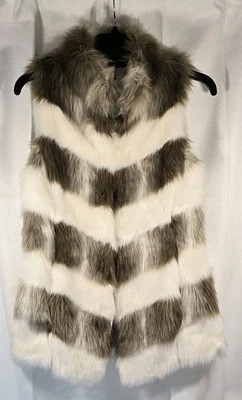 Chaleco de piel sintética a rayas del mercado negro de la Casa Blanca para mujer talla XXS Foto 1 de 4