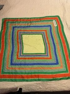 YVES SAINT LAURENT YSL vintage cotton graphic mod green square scarf - Picture 1 of 9