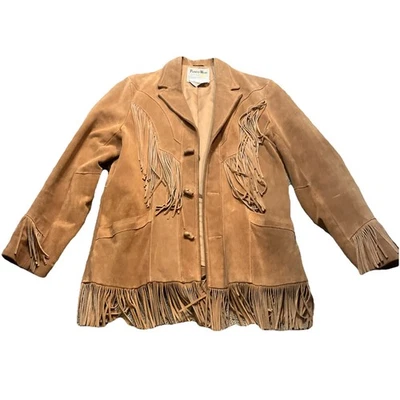 Chaqueta de Colección Pioneer Wear Cuero Flecos Western Años 80 Hecha en EE. UU. Nuevo México 40L Foto 1 de 4