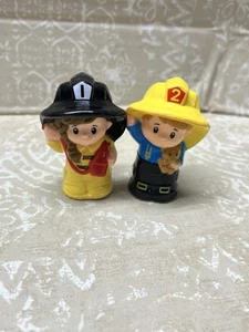 Fisher Price Little People Lot Girl boy Fire Fighters Lot Of 2 Played Cond - Picture 1 of 4