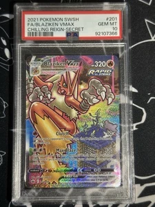 Blaziken VMAX 201/198 Pokemon SWSH Chilling Reign Secret Rare Alt Art PSA 10 - Picture 1 of 2