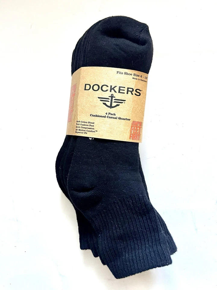 Носки короткие мужские Dockers классическое платье 4 пары черные размер 6-12 - Изображение 1 из 2