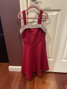SPEECHLESS Kids Girl's Red Rhinestone Trim Fit & Flare Party Dress Sz 10 - Picture 1 of 9
