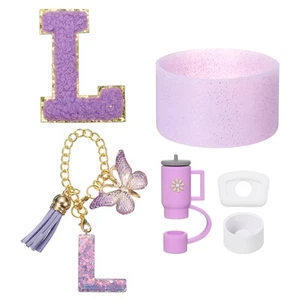 6Pcs Cup Accessories Set for Cup Tumbler with Handle Letter L, Purple - Picture 1 of 7