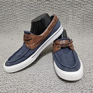 TOMMY HILFIGER Hombre Azul Marino Lona Cuero Barco Zapato Informal Talla 9.5 - Imagen 1 de 9
