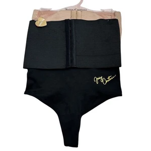Juicy Couture NWT Intimates Black/Beige Waist Cinch Shape wear Seamless Thong M - Picture 1 of 6