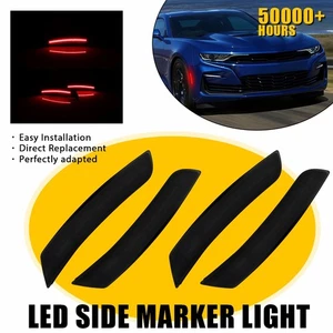 Red LED Side Marker Lights Front Rear Set for Chevy Camaro LS LT SS ZL1 16-22 P - Picture 1 of 12