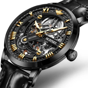 OUPINKE Men's Mechanical Watch Luxury Skeleton Waterproof Top Brand - Picture 1 of 26