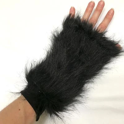 Puños largos de piel para brazos bandas negras guantes disfraz difuso lobo gato perro hombre mujer psíquico Foto 1 de 4