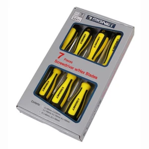 Juego de destornilladores sello de 7 piezas S52471 puntas magnéticas planas y Phillips amarillo-negro - Imagen 1 de 4