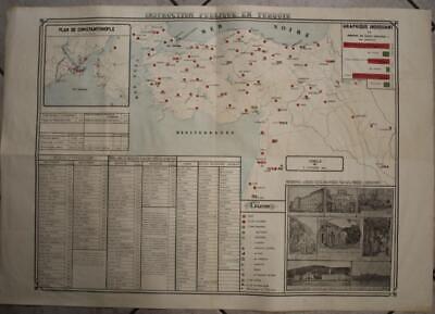 Istanbul Turkey Beginning 20th Century Large Unusual Antique Lithographic Map • 25.75$