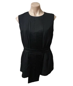 SASS & BIDE Blouse | Black | Sleeveless | Pleated Front | Waistband | Size 10 - Picture 1 of 8