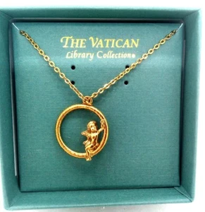 Gold-plated Cherub Charm Vatican Library Collection Necklace w/ $25.00 Price Tag - Picture 1 of 3