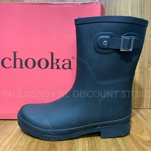 Botas de lluvia para mujer CHOOKA impermeables forro de felpa botas de espuma viscoelástica ~ negras ~ tallas - Imagen 1 de 5