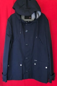 GUESS MENS SOFTSHELL HOODED JACKET RAINCOAT SIZE: XL CHEST: 46" NAVY COLOUR - Picture 1 of 12