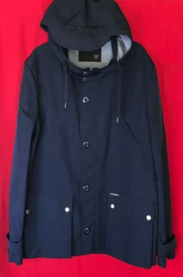 GUESS MENS SOFTSHELL HOODED JACKET RAINCOAT SIZE: XL CHEST: 46" NAVY COLOUR - Image 1 of 4