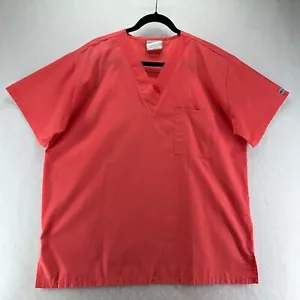 UA Scrubs Top Mens Size L V-Neck Short Sleeve Medical Uniform Melon Orange - Picture 1 of 10