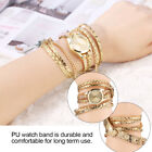 Women Braid Weave Bracelet Quartz Analog Round Watch Wristwatch(gold) Slk