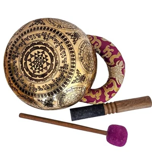 7 Zoll geschnitzte Buddha Chakra Yoga Klangschale Bronze tibetische Schwingung Heilung Nepal - Bild 1 von 8