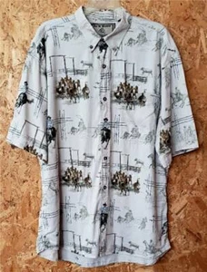 Bit & Bridle Men's Western Shirt-Rodeo Scenes-XL-Worn 1X! - Picture 1 of 4