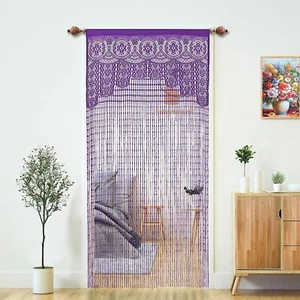 Macrame Lace Door String Curtain for Doorways,Room Divider Doorway 1 Purple - Picture 1 of 4