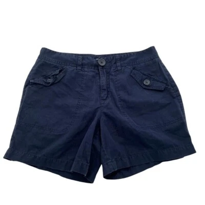 Pantalones cortos chinos Bass para mujer talla 6 azul marino bolsillos con botones 100 % algodón entrepierna de 5” Foto 1 de 4