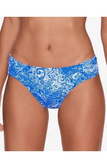 Lauren Ralph Lauren Women's Blue Artisanal Woodblock Shirred Hipster Bottom Sz 4