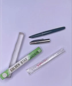 Pluma Estilográfica Golden Star 707 Punto Iridio Nuevo en Caja (Color Pavo Real) - Imagen 1 de 2