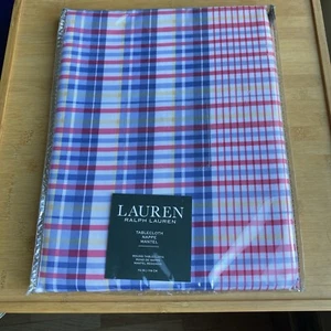 Ralph Lauren Tablecloth Alden Plaid Pink Blue Yellow White Round NWT - Picture 1 of 4