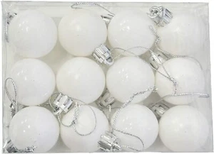 Set of 12 or 24 White Christmas Tree Ornaments–Elegant Baubles for Festive Décor - Picture 1 of 1