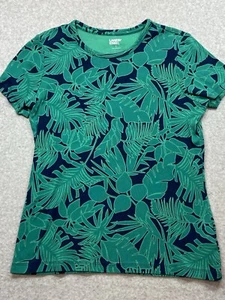 Lands End Shirt Top Womens Small Green Palm Casual Tropical Beach - Picture 1 of 7