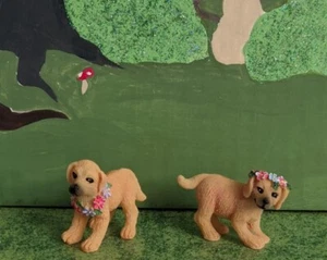 Miniature 1" Labrador Puppies Set of 2 Labs Fairy Garden Dollhouse NEW in Pkg - Picture 1 of 5