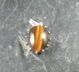 Anhänger Kette Tigerauge 835er Silber - Picture 1 of 2