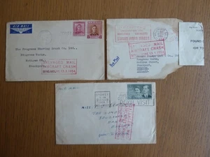 AUSTRALIA/NEW ZEALAND 1954 salvaged airmail covers selection/Singapore air crash - Picture 1 of 12