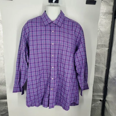 Camisa Robert Talbott Carmel Para Hombres XL Púrpura Cuadros Vestido Manga Larga con Botones Foto 1 de 4