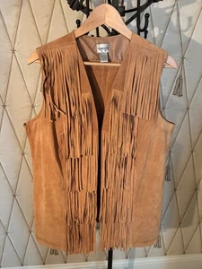 Chico's Ashanti Genuine Suede Vest with Fringe - 2 (L) - Picture 1 of 6