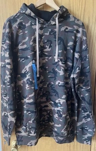 Real Work Hoodie Sweatshirt Camouflage schwarz gefüttert Kapuze Unisex Large - Bild 1 von 3