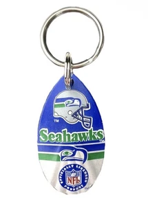 12 New NFL Seattle Seahawks Logo Blue & White Vintage Teardrop Spinner Keychains - Picture 1 of 2