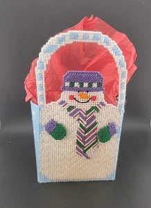 Vintage handgefertigte Schneemann Weihnachten Nadelspitze Canvas Geschenktüte ~ skurril 11,5"x6,5x3 - Bild 1 von 9