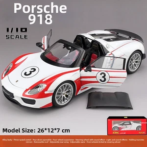 1:18 Porsche 918 Spyder Martini Diecast Alloy Racing Car Model White with Red - Picture 1 of 3
