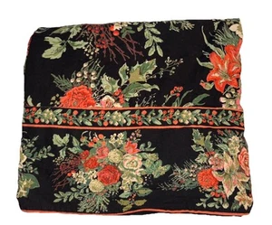 April Cornell Black Floral Long Cotton Tablecloth 56 X 112” - Picture 1 of 5