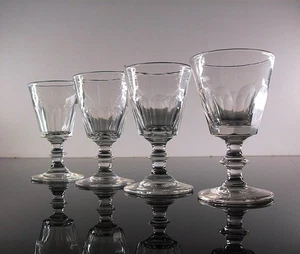 4 VERRES DIGESTIF EN VERRE SOUFFLE TAILLE COTES PLATES CATON ST LOUIS LEGRAS - Picture 1 of 18