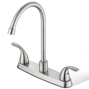 Brushed Nickel 8" Centerset Kitchen Faucet 3 Hole 2 Handle Swivel Sink Mixer Tap - Picture 1 of 12