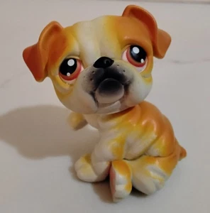Authentische Littlest Pet Shop LPS BULLDOGGE #46 hellbraun orange mit braunen Augen - Bild 1 von 4
