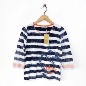 RABE Summer Knit Top Size 10 NEW Blue Stripe Orange Cotton - Picture 1 of 20