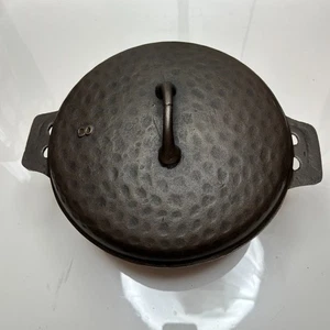 Vintage Cast Iron #8 Hammered Dutch Oven With Lid Unmarked RESTORED FLAT - Picture 1 of 11