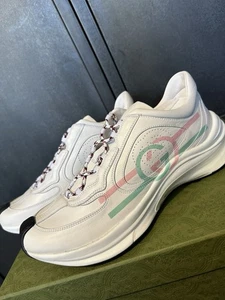 Gucci Women’s Interlocking GG White Leather Runner Sneakers Size 8.5UK/EU41.5 - Picture 1 of 16