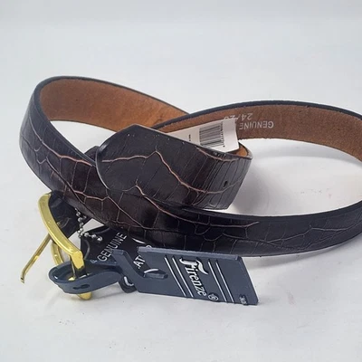 Firenze Belt 24/26 Crock Embossed Genuine Leather Dark Brown NWT - Image 1 of 4